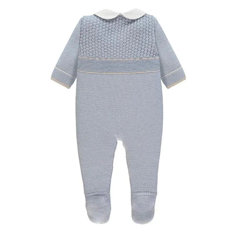 Paz Rodriguez - Baby Boy Knit Newborn Romper Soño, Blue Fog/Linen Image 2