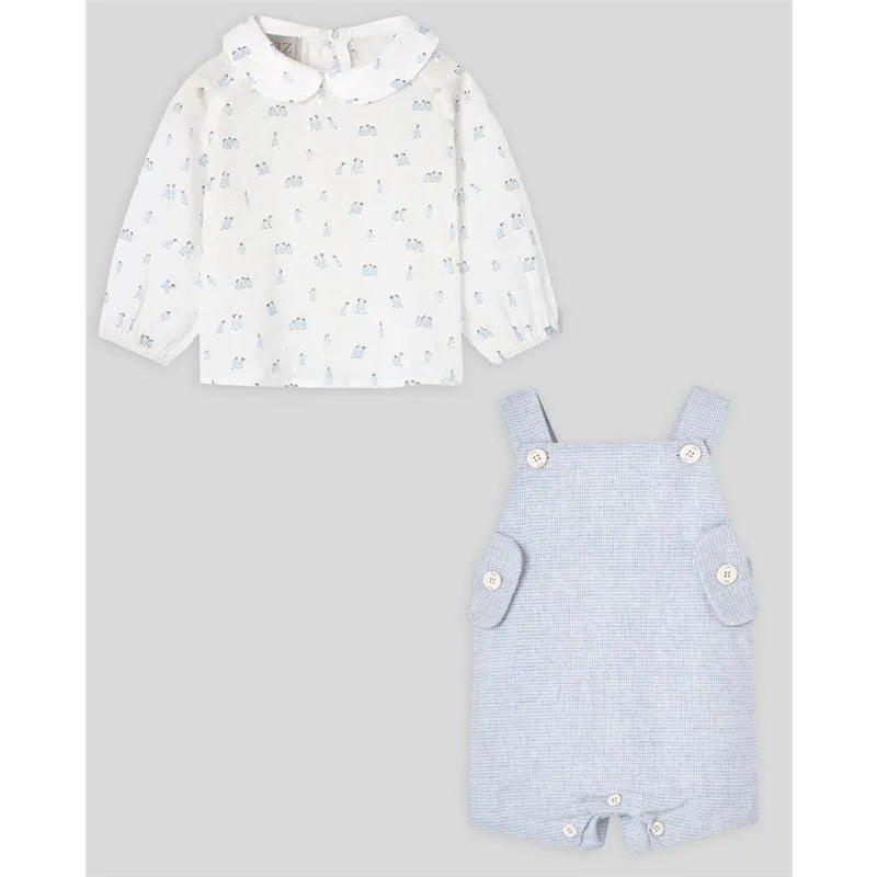 Paz Rodriguez - Baby Boy Romper & Blouse Set Glaciar, Chalk Blue Image 1