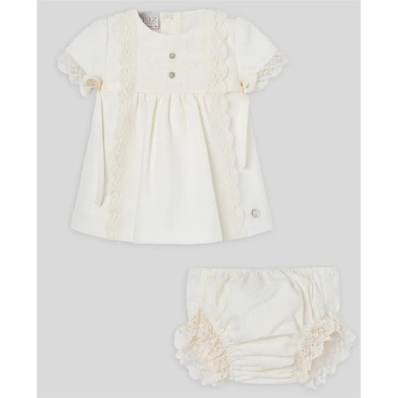 Paz Rodriguez - Baby Girl Dress & Bloomer Set, Cream Image 1