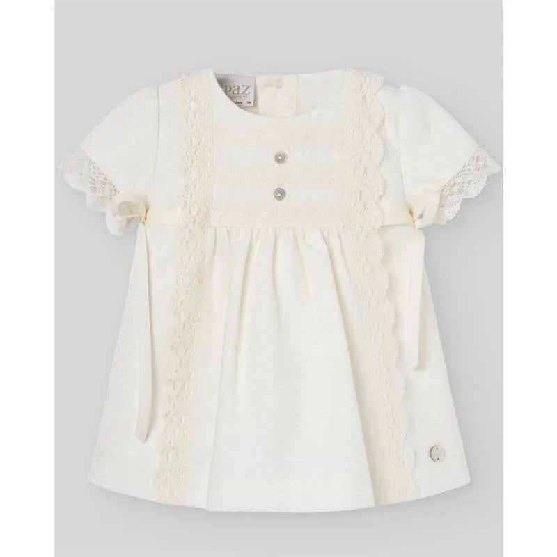 Paz Rodriguez - Baby Girl Dress & Bloomer Set, Cream Image 2