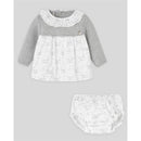 Paz Rodriguez - Baby Girl Pulgarcito Dress & Bloomer Set, Grey Pearl Image 1