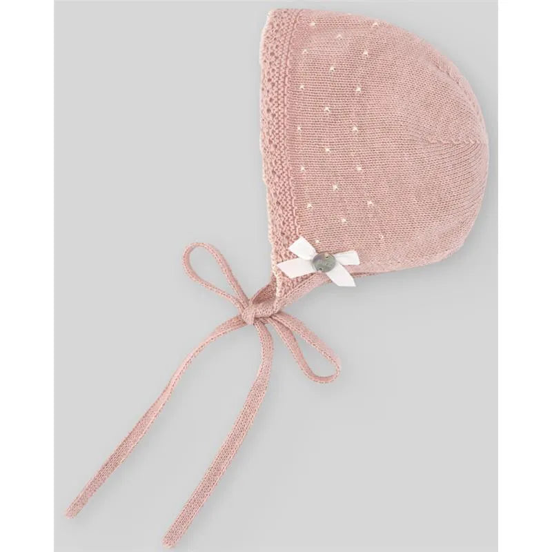 Paz Rodriguez - Baby Knit Newborn Bonnet, Powder Pink/Beige Image 2