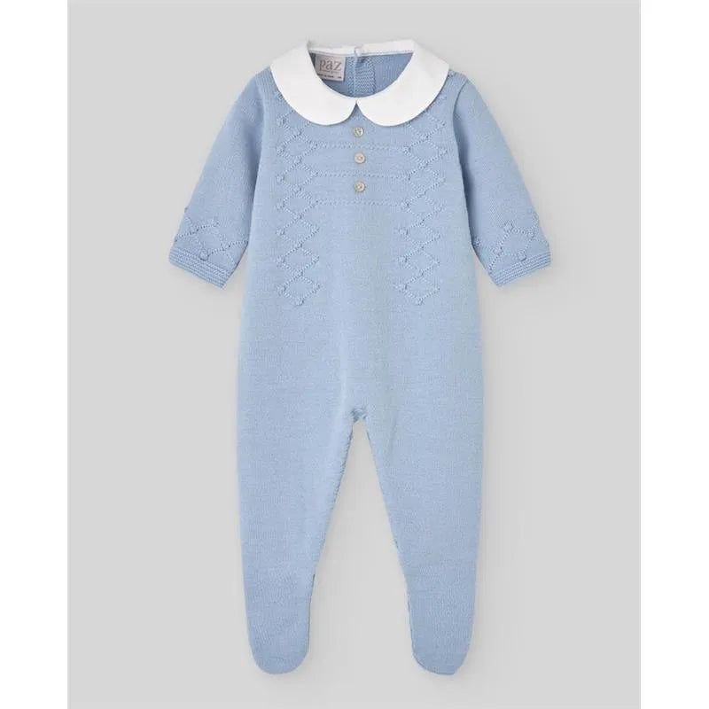 Paz Rodriguez - Baby Knit Newborn Romper Glaciar, Chalk Blue Image 1