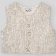 Paz Rodriguez - Baby Woven Newborn Waistcoat & Short & Shirt, Beige/White Image 2