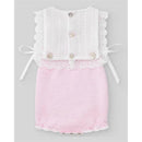 Paz Rodriguez - Knit Newborn Body Romper, Chalk Pink/White Image 2