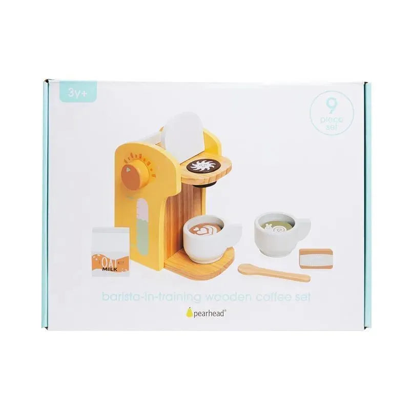 Pearhead - Barista in Training Montessori Toy Coffee Maker, Wooden Pretend Play Toy Set Image 5