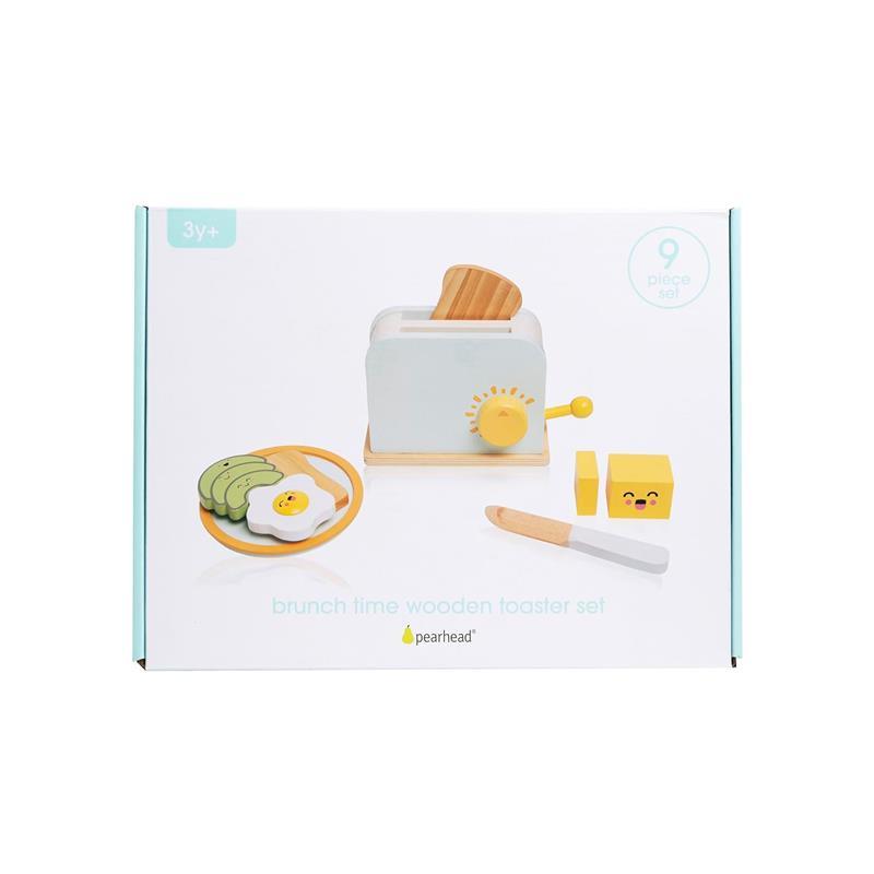 Pearhead - Brunch Time Montessori Toy Toaster Oven Set, 9 Piece Wooden Play Toy Set  Image 3