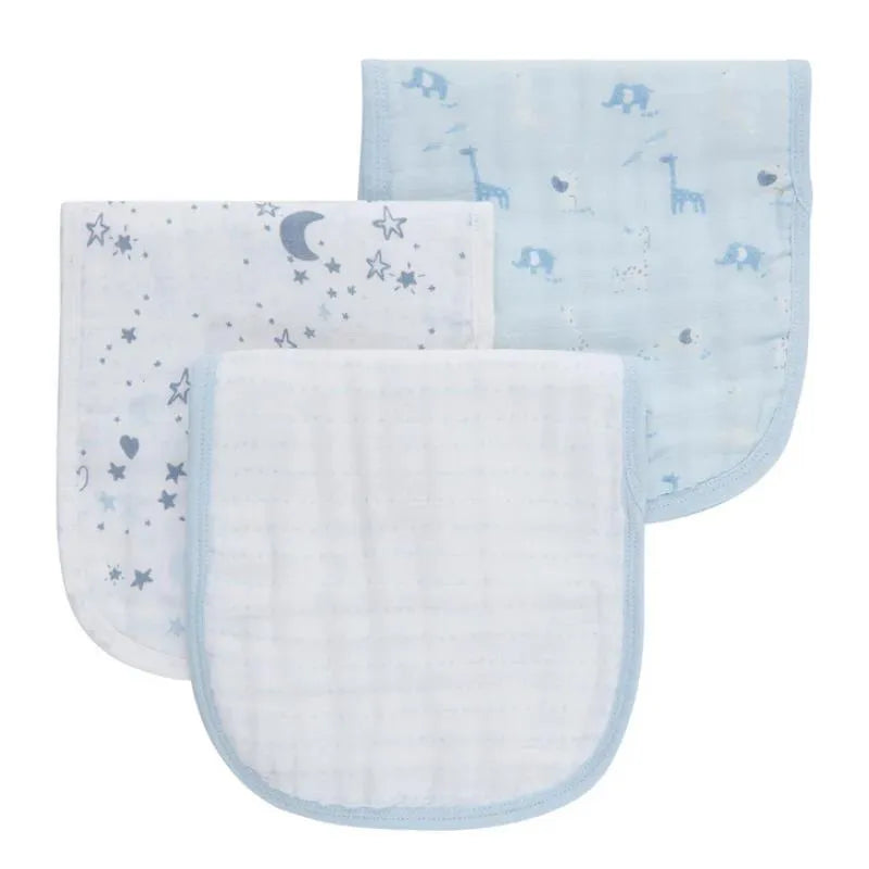 Piccolo Bambino - 3Pk Muslin Burp Cloth In Gift Box Blue Image 2