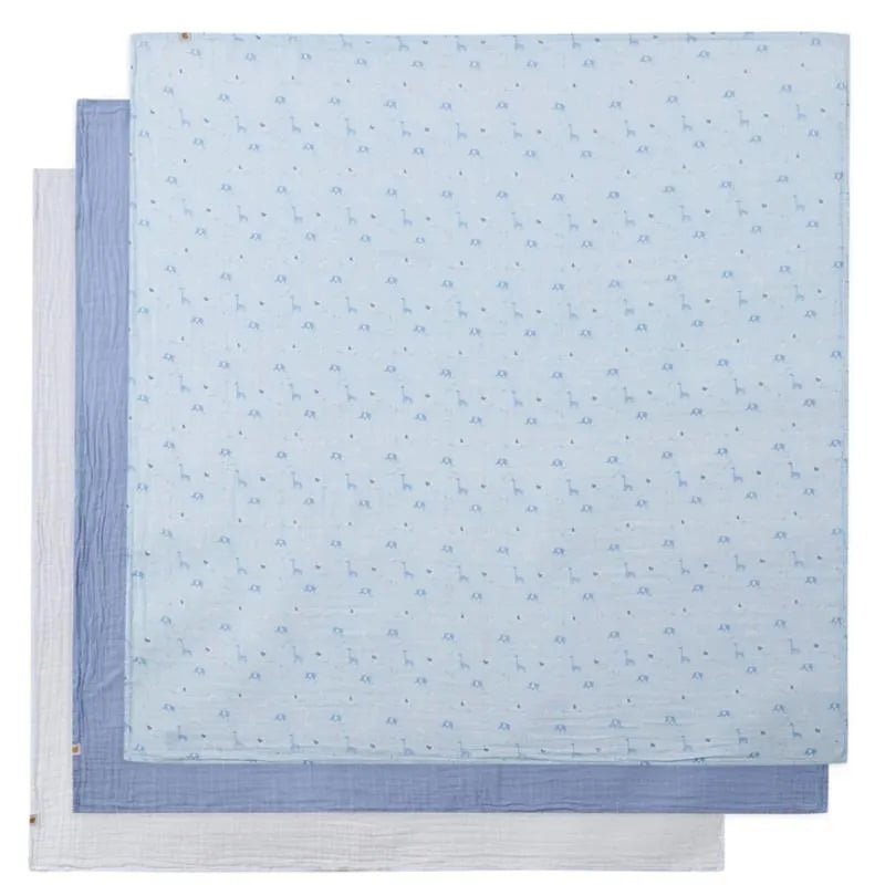 Piccolo Bambino - 3Pk Muslin Swaddles In Gift Box Blue Image 2