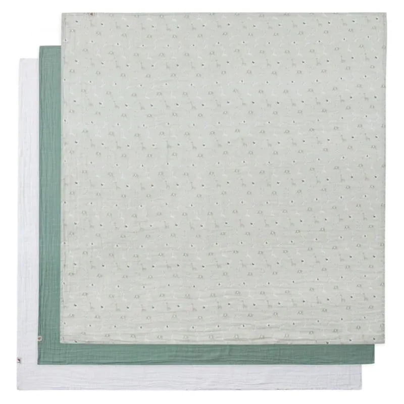 Piccolo Bambino - 3Pk Muslin Swaddles In Gift Box Green Image 2