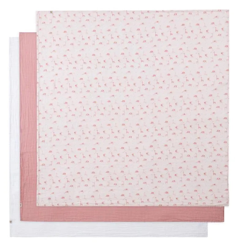 Piccolo Bambino - 3Pk Muslin Swaddles In Gift Box Pink Image 2