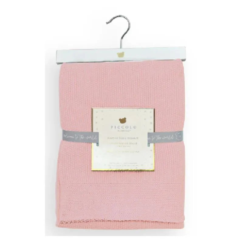 Piccolo Bambino - Sweater Knit Blanket On Wooden Hanger Pink Image 2