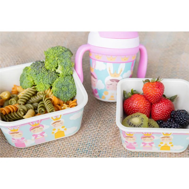 Primo Passi - Bamboo Fiber Kids Super Combo - Divided Square Plate, Square Bowl, Fork&Spoon, And 3 Food Container With Lids - Metoo Image 2