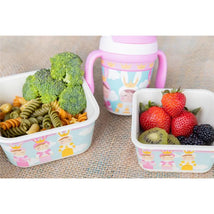 Primo Passi - Bamboo Fiber Kids Super Combo - Divided Square Plate, Square Bowl, Fork&Spoon, And 3 Food Container With Lids - Metoo Image 2