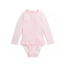 Ralph Lauren Baby - Baby Girls Gingham Ruffled One Piece Rash Guard Swimsuit Image 1