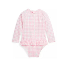 Ralph Lauren Baby - Baby Girls Gingham Ruffled One Piece Rash Guard Swimsuit Image 2