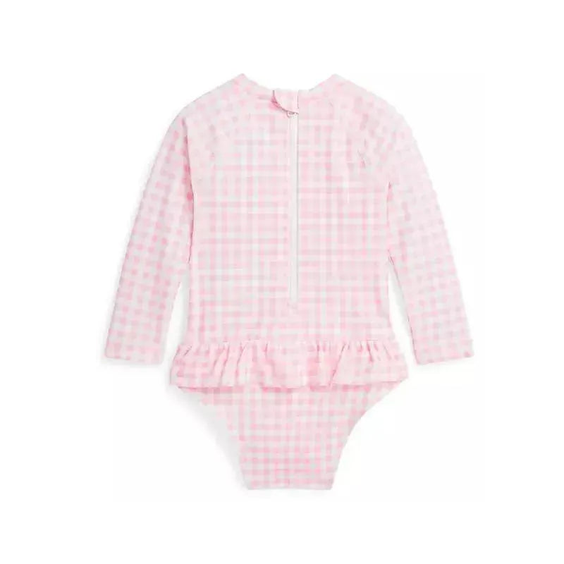 Ralph Lauren Baby - Baby Girls Gingham Ruffled One Piece Rash Guard Swimsuit Image 2