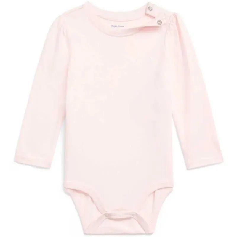 Ralph Lauren Baby - Girl Long-Sleeve Crewneck Bodysuit, Delicate Pink Image 1