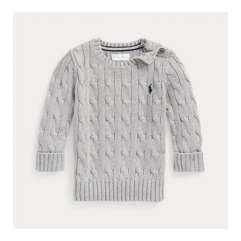 Ralph Lauren Baby - Long-Sleeve Cotton Cable-Knit Crewneck Sweater Image 1