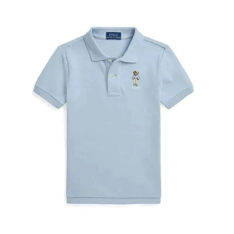 Ralph Lauren Baby - Short-Sleeve Basic Mesh Novelty Bear Graphic Polo, Blue Hmngway Bear Image 1