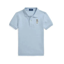 Ralph Lauren Baby - Short-Sleeve Basic Mesh Novelty Bear Graphic Polo, Blue Hmngway Bear Image 1