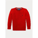 Ralph Lauren - Combed Cotton Long Sleeve Cable Cn Top Sweater, Red Image 1