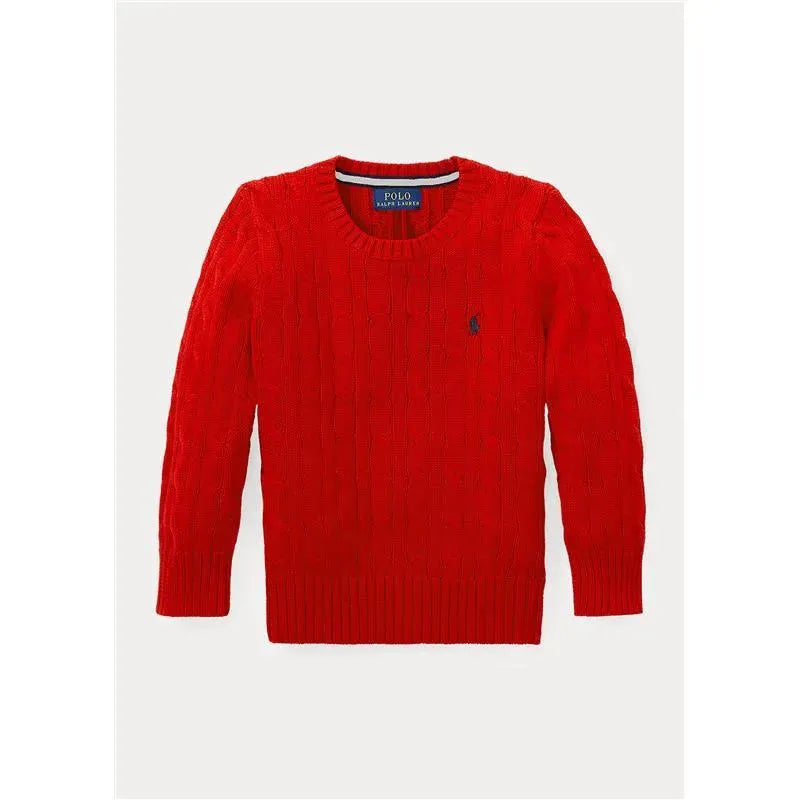 Ralph Lauren - Combed Cotton Long Sleeve Cable Cn Top Sweater, Red Image 1