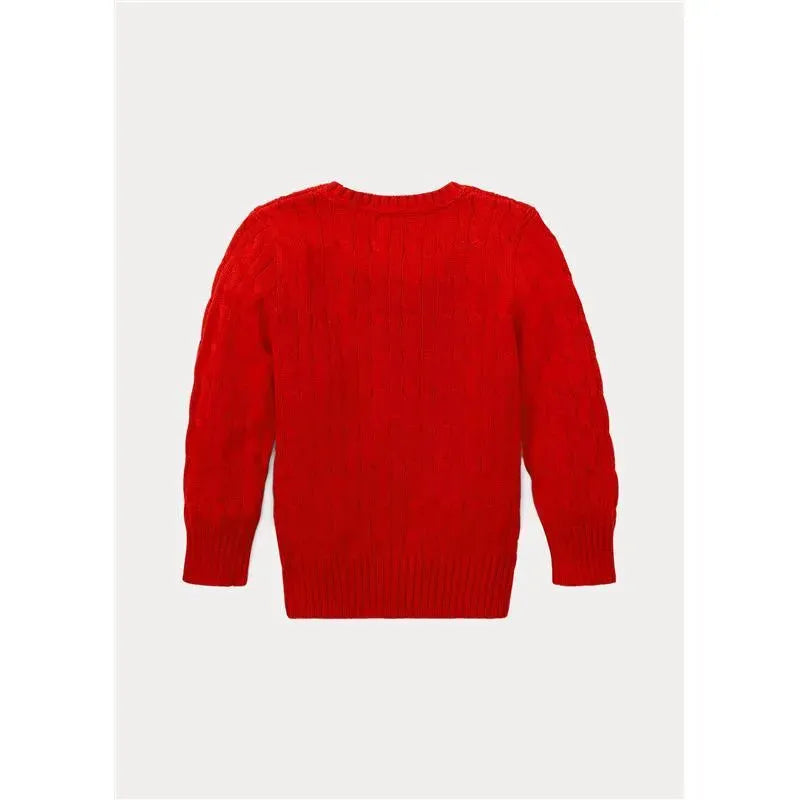 Ralph Lauren - Combed Cotton Long Sleeve Cable Cn Top Sweater, Red Image 2