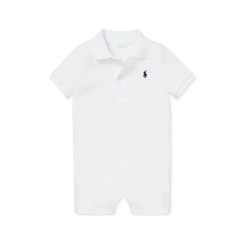 Polo Ralph Lauren Baby - Short-Sleeve Polo Interlock Shortall, White Image 1