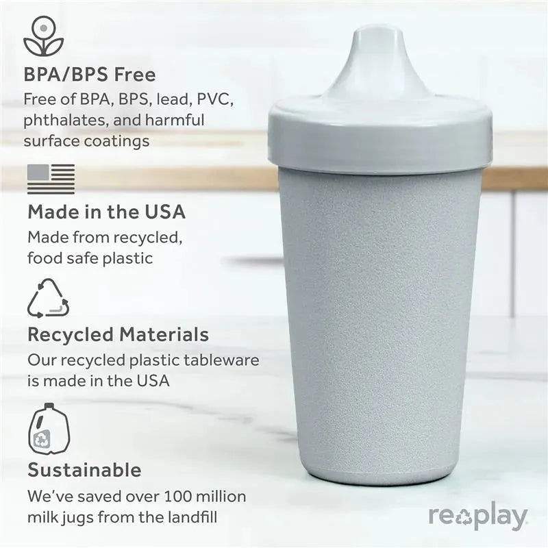 Re Play - 10oz Reusable Spill Proof Cups for Kids, Grey Image 4