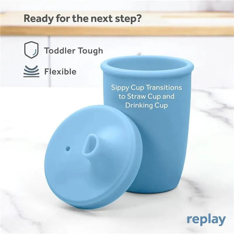 Re Play - 8Oz Sustainables Silicone Sippy Cup for Toddlers, Denim Image 3