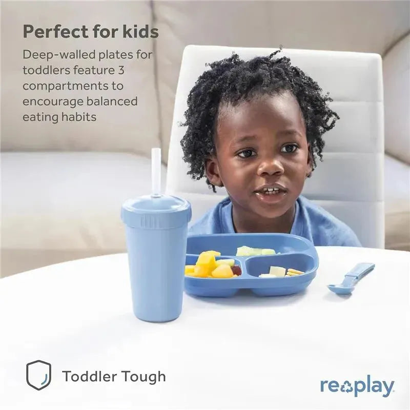 Re-Play - Deep Walled 3 Compartment Plates, Pack of 2, Ice Blue Image 6