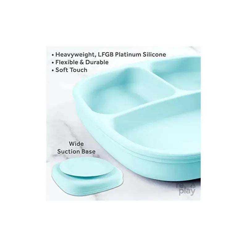 Re Play - Silicone Suction Divided Plate, Ice Blue Image 4