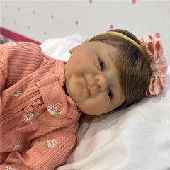 Reborn Baby Dolls - White Vinyl, Light Brown Rooted Hair, Open Brown Eyes - Marnie Image 1