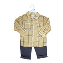 Rose Textile - 2Pk Baby Boys Gauze Pant Set, Beige Plaid Image 2