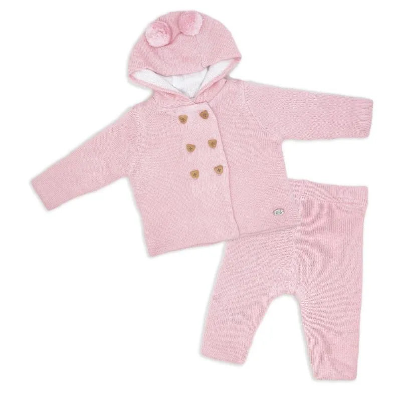 Rose Textile - 2Pk Baby Girls Pink Hooded Knit Set Image 1