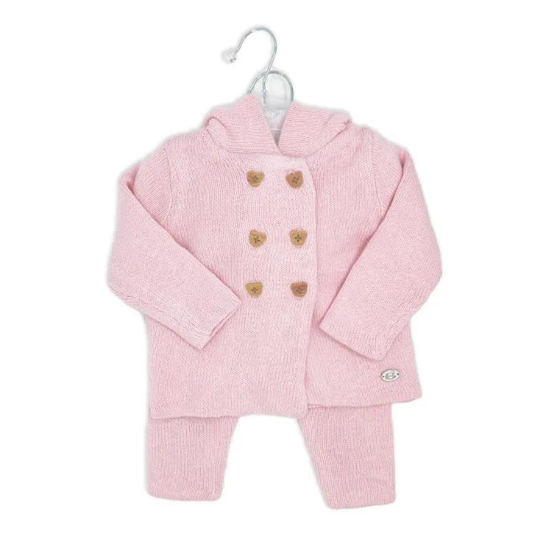 Rose Textile - 2Pk Baby Girls Pink Hooded Knit Set Image 2