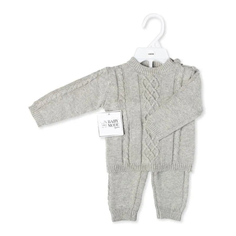 Rose Textile - 2Pk Baby Unisex Grey Knit Set Image 2