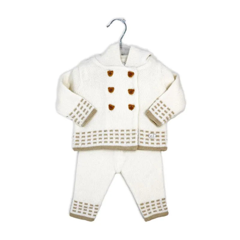 Rose Textile - 2Pk Baby Unisex Hooded Oatmeal Knit Set Image 2