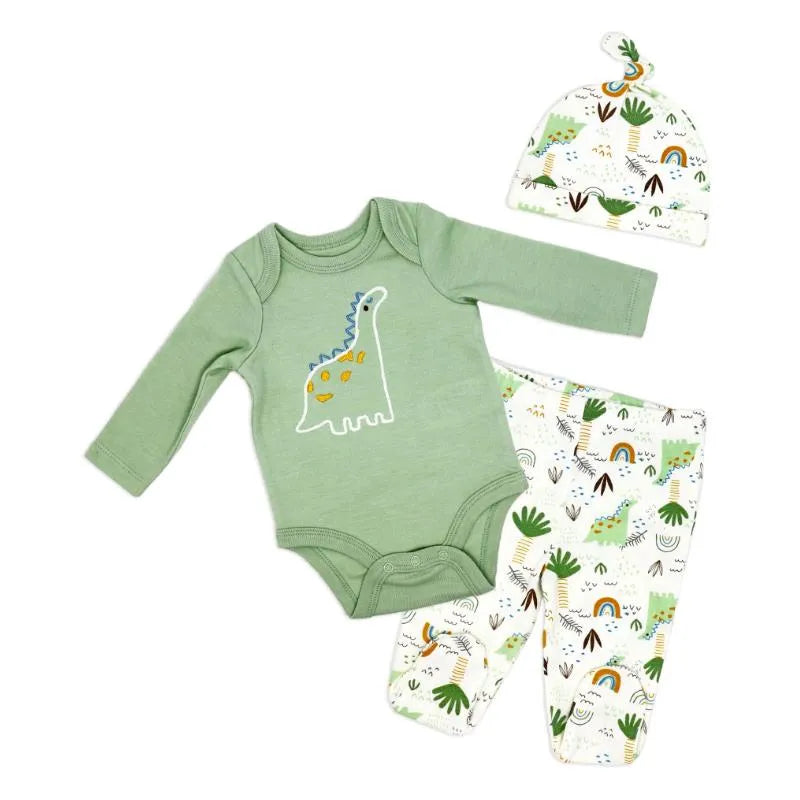 Rose Textile - 3Pk Baby Boys Dinosaur Footed Set  Image 1