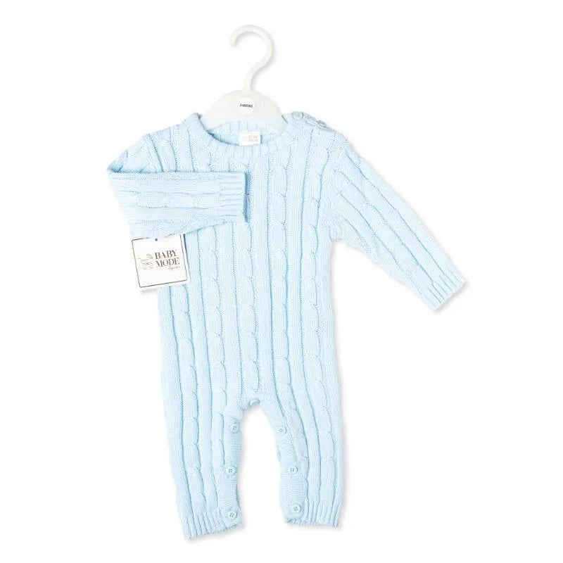 Rose Textile - Baby Boy Cotton Blue Knit Romper Image 2