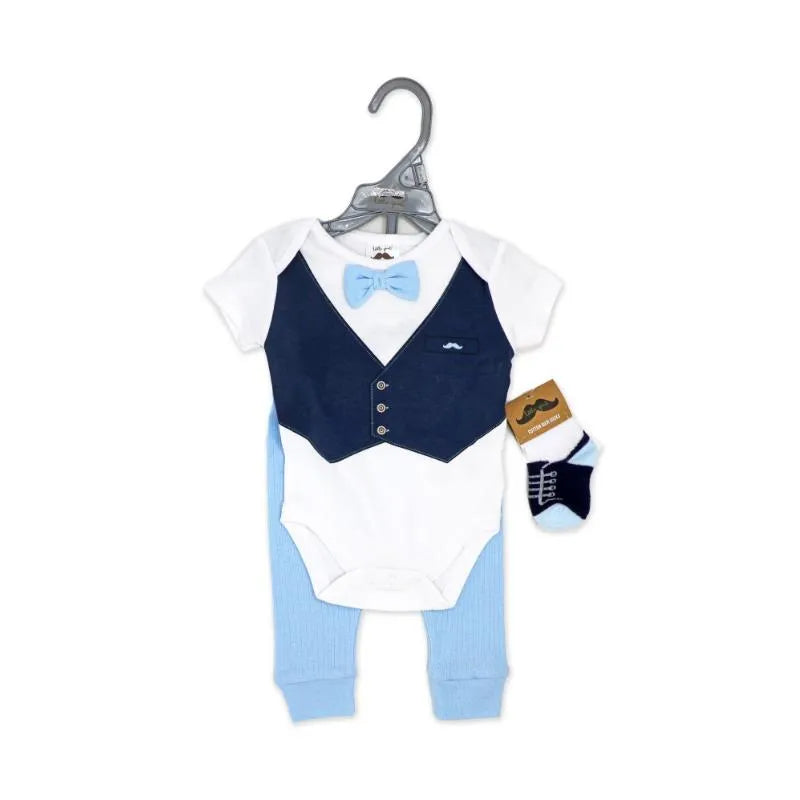 Rose Textile - Baby Boys Blue Suspender Bowtie Set Image 2