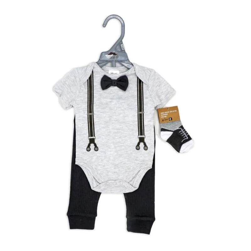 Rose Textile - Baby Boys Grey Suspender Bowtie Set Image 2