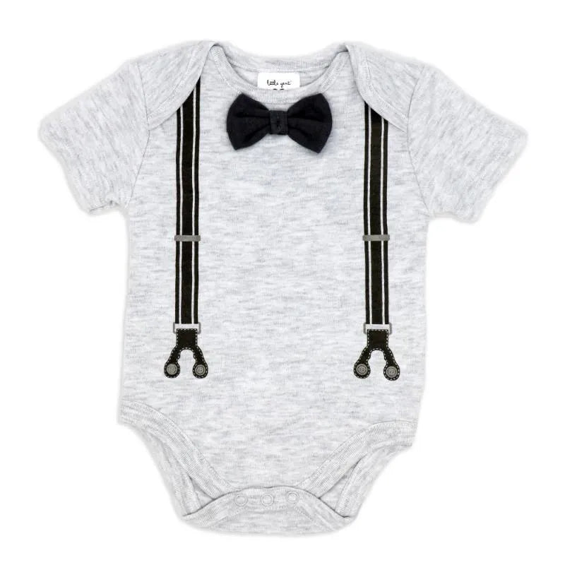 Rose Textile - Baby Boys Grey Suspender Bowtie Set Image 3