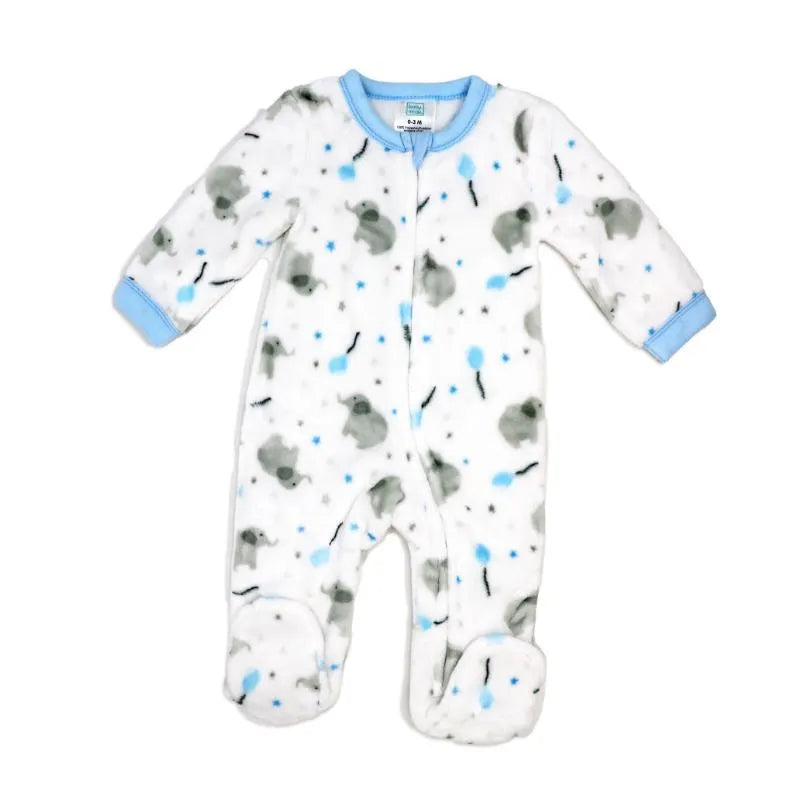 Rose Textile - Baby Boys Printed Fleece Sleeper Blue Elephant Image 1