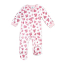 Rose Textile - Baby Girls Pink Hearts Printed Fleece Sleeper Image 1