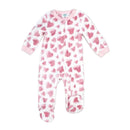 Rose Textile - Baby Girls Pink Hearts Printed Fleece Sleeper Image 1