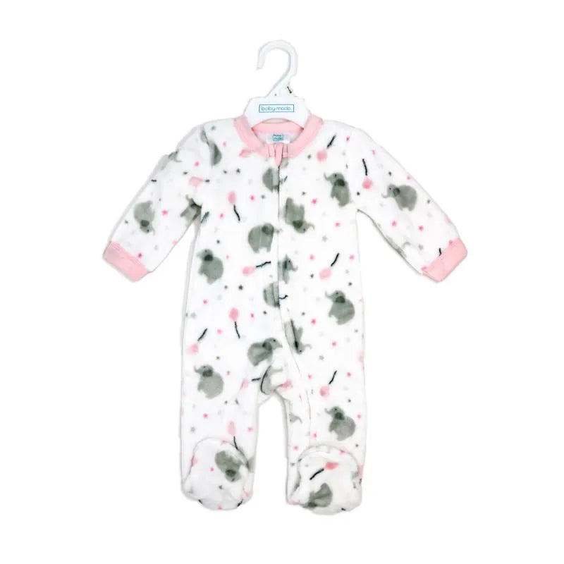 Rose Textile - Baby Girls Printed Fleece Sleeper Pink Elephant Image 2