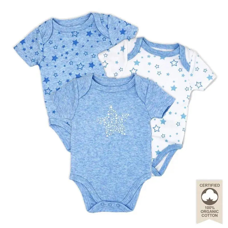 Rose Textiles - 100 % Organic 3 Pk Bodysuit, Blue Image 1