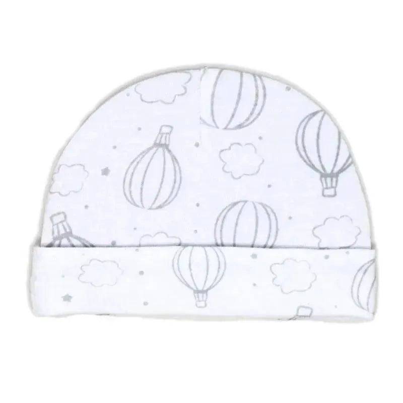 Rose Textiles - 100% Organic Cotton 5 Pack - Hat & Mitt Set, Grey Hot Air Balloon Image 4